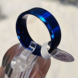 Unisex Blue Stainless Steel Band Engagement Ring Men's Wedding Band